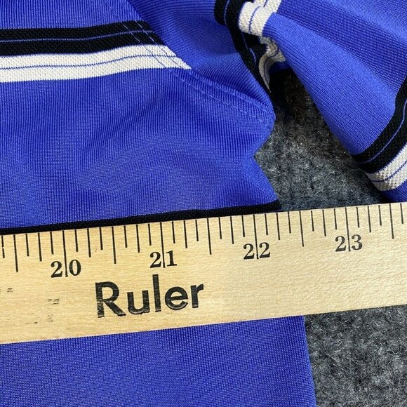 Nike Golf Mens Polo Shirt L Blue Striped Performance Poly - Picture 3 of 7